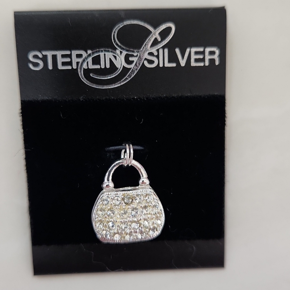 STERLING SILVER Vintage Charms with Crystals Set of 2 - Picture 4 of 10